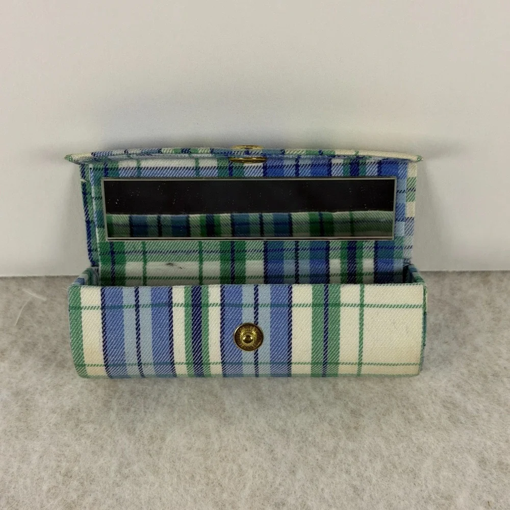 Pendleton Plaid Wool‎ Lipstick Case Small Mirror Compact Blue Green Tartan OS